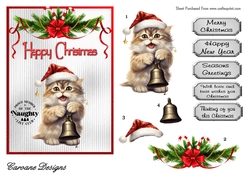 Naughty List Club 2 - 7x5 inch card front with decoupage