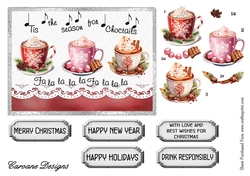 Choctails - 7x5 inch card front with decoupage