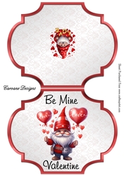 Valentine Gnomes 1 Male - 2 Page Shaped card mini kit.