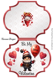 Valentine Gnomes 2 Male - 2 Page Shaped card mini kit.
