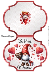 Valentine Gnomes 3 Male - 2 Page Shaped card mini kit.