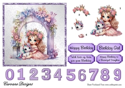 My Unicorn 2 - 6x6 inch card front with decoupage and numbers