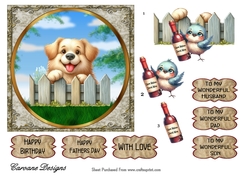 Mans Best Friend 5 - 6x6 inch card front with decoupage  