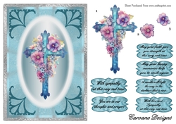 Sympathy Crosses 1 - A5 inch card front with decoupage