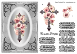 Sympathy Crosses 2 - A5 inch card front with decoupage  