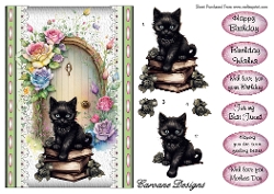 Kitties Galore 3 - A5 inch card front with decoupage  