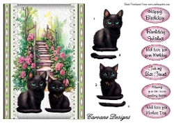 Kitties Galore 4 - A5 inch card front with decoupage  