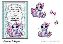 Sassy Snakes 3 - 7x5 inch card front with decoupage  