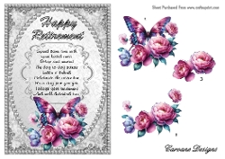 Happy Retirement 2 - A5 inch card front with decoupage