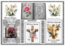 Floral Sympathy Bumper Kit 83 - 9 page bumper kit - card fronts, decoupage, inserts, made by boxes, images for back of card, preview