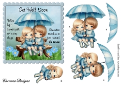 Get Well Soon 1 - 6x6 inch card front with decoupage