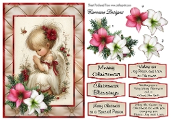 Christmas Angels 4 - A5 card front with decoupage