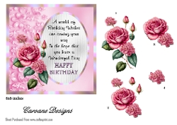 Happy Birthday 2 - 6x6 inch card front with decoupage  