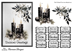 cup1460282_21555 - Gothic Christmas Candles - 7x5 inch card front with decoupage  