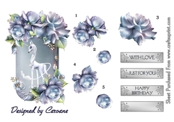 Blue Fantasy - A4 card making sheet with decoupage.