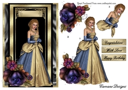 Golden Lady 2  - A4 cardmaking sheet with decoupage