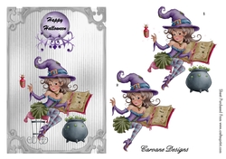 Hermione - Happy Halloween - A4 cardmaking sheet - Decoupage