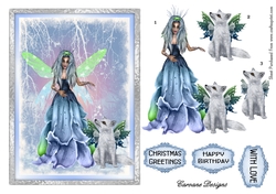 Fantasy Grotto - A5 card front with decoupage