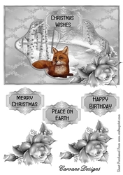 Snowy Fox - A5 card front with decoupage