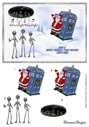 An Alien Christmas - A5 card front with decoupage.