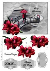 Love is in the Air - A5 card front with decoupage
