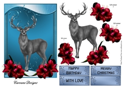 Silver Stag - A5 card front with decoupage