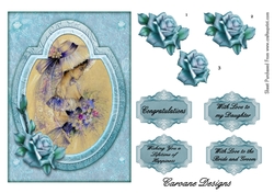 Vintage Bride - A5 card front with decoupage