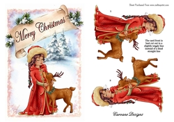 My Christmas Friend - A5 card front with decoupage