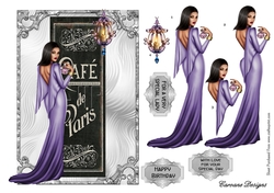 Cafe de Paris 2 - A5 card front with decoupage.