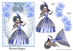 Magical Christmas - 7 x 5 inch card front with decoupage