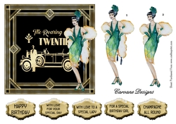 Roarin 20s 2 - 6x6 inch card front with decoupage