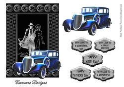 Roarin Twenties 5 - 7x5 inch card front with decoupage