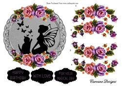 Fairyland 4 - 6 inch circular topper with decoupage.