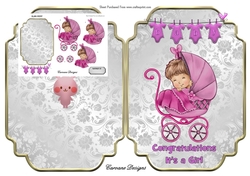Shaped card mini kit - 2 sheets - Its A Girl
