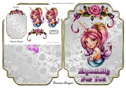 Shaped card mini kit - 2 sheets - Cute Uni Girl