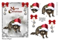 A Christmas Raccoon - A5 card front with decoupage