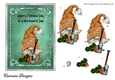 Fathers Day Gardening Gnome - 7x5 inch card front with decoupage