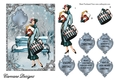 Art Deco Christmas - 7x5 inch card front with decoupage