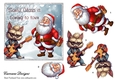 Santa Claws is Coming to Town - 6x6 inch card front with decoupage