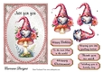 Rosy Posy Gnome - 7x5 inch card front with decoupage