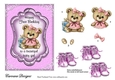 First Birthday 1 - 7x5 inch card front with decoupage