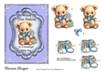 First Birthday 2 - 7x5 inch card front with decoupage