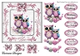 Hootin Owls - 6x6 inch card front with decoupage