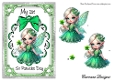 St Patricks Day 3 baby girl version - A5 inch card front with decoupage
