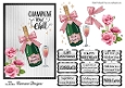 Champagne and Roses - 7x5 inch card front with decoupage