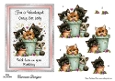 Crazy Cat Lady 4 - 7x5 inch card front with decoupage