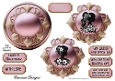 Pink Silhouette 3 - 5 inch circular topper with decoupage