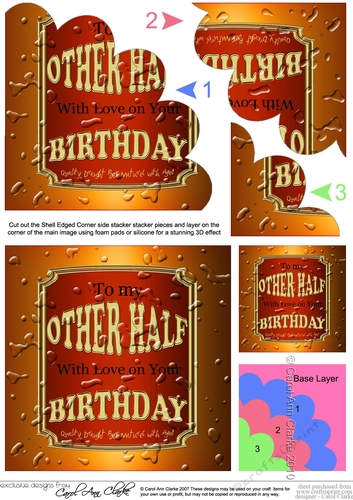 Happy Birthday to my OTHER HALF Beer label Shell Edged Corner side stacker
