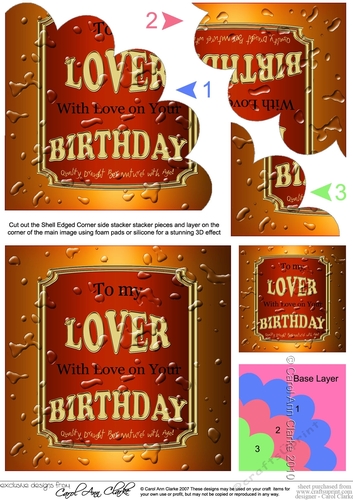 Happy Birthday to my LOVER Beer label Shell Edged Corner side stacker