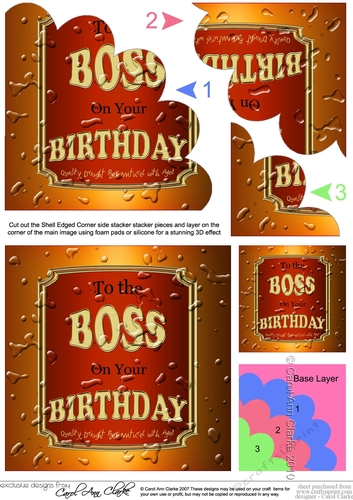 Happy Birthday to the BOSS Beer label Shell Edged Corner side stacker